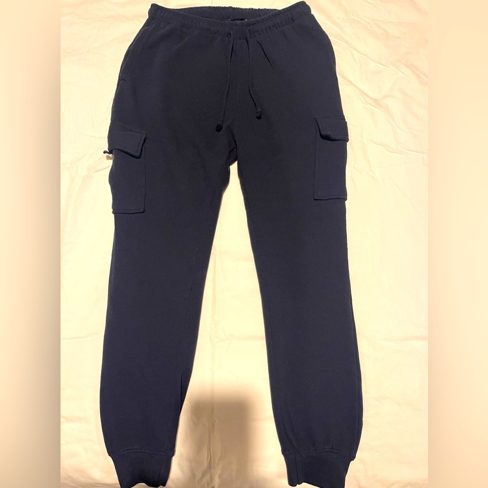 unisex drawstring Jogging pants, size large, color blue
